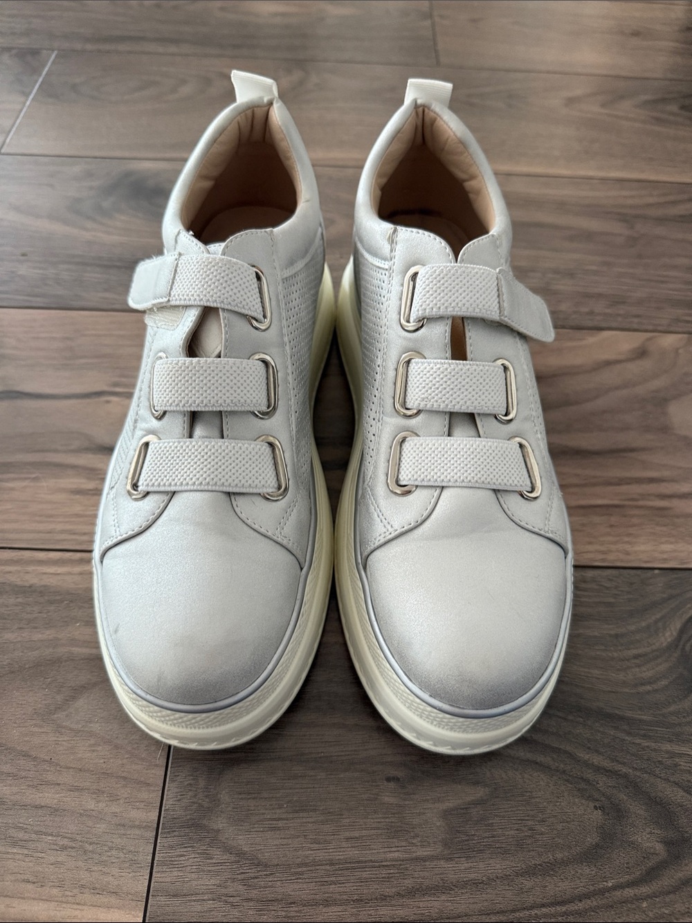 Kids Neutral Velcro Sneakers - Cream White